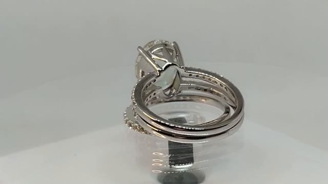 Кольцо двойка с афганским флюоритом 4.95 ct и белыми топазами, желтый свет смотреть онлайн