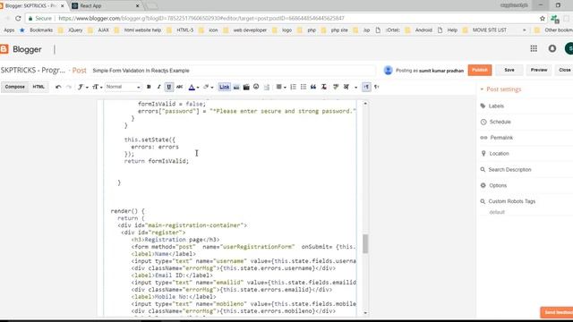 Simple Form Validation In Reactjs Example смотреть онлайн
