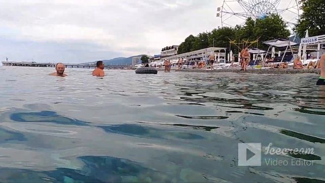 ?ЛАЗАРЕВСКОЕ СОЧИ.27.07.2020г. Обзор пляжа "Лазурный".Утро, пасмурно. смотреть онлайн