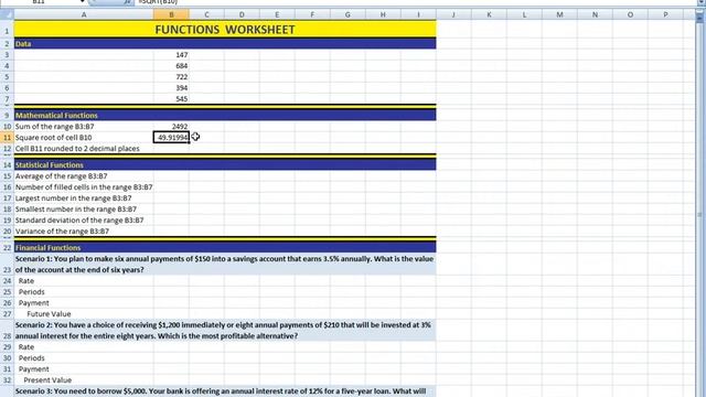Excel Lesson 5 Math and Statistic Functions смотреть онлайн