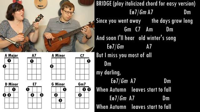 Autumn Leaves EASY Ukulele and Ubass Play Along | Cory Teaches Music смотреть онлайн