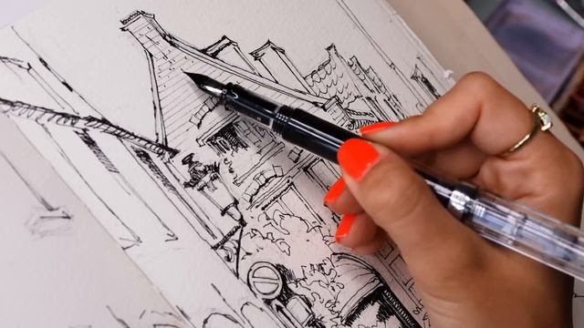 Tips for Ink & Watercolor Sketching! STEP by STEP смотреть онлайн