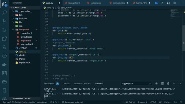 Flask Login Tutorial | Python Login and Authentication | Python SQLite смотреть онлайн