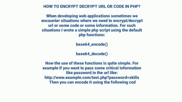 How to encrypt decrypt url or code in php ? смотреть онлайн