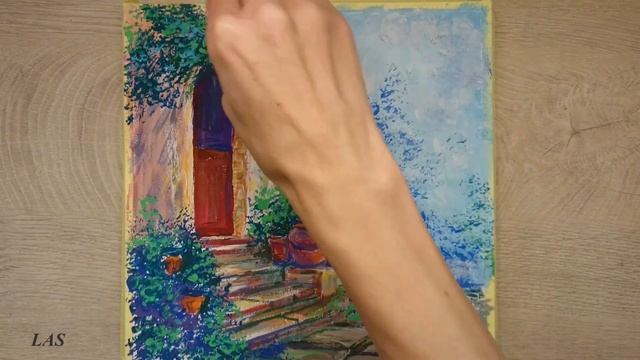 How to paint Provence\Flower patio\Acrylic Как нарисовать Прованс дом цветы/Акрил смотреть онлайн