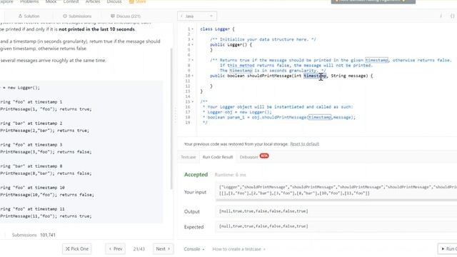 LoggerRateLimiter - Solution to LeetCode problem 359 - Logger Rate Limiter смотреть онлайн