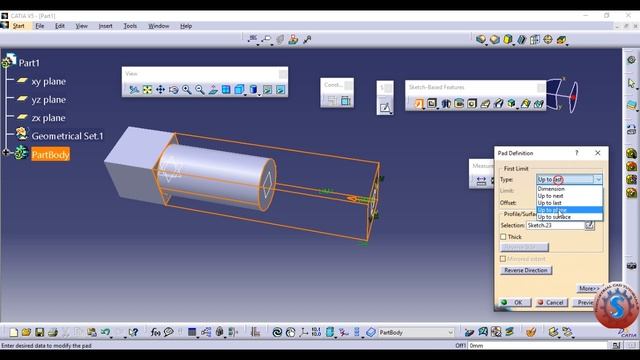 SKETCH BASED FEATURES, PAD DEFINITION TYPE TOOLS || PART DESIGN CATIA TUTORIAL #9 смотреть онлайн