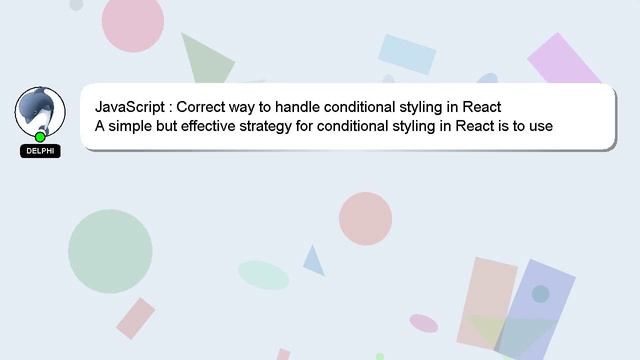 JavaScript : Correct way to handle conditional styling in React смотреть онлайн