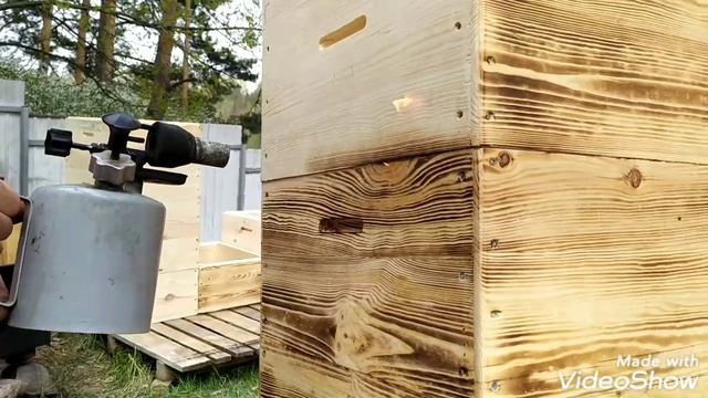 Проварка корпусов улья в парафина+красивый рисунок паяльной лампой. смотреть онлайн
