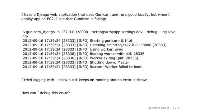 Django : How to debug gunicorn failure issues? (Worker failed to boot) смотреть онлайн