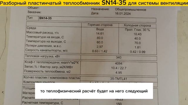 Разборный теплообменник SN14-35 для системы вентиляции, 340 кВт отапливаемая площадь 3400м2 смотреть онлайн