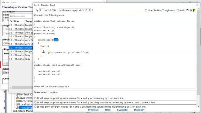 Can two Thread instances block each other using a shared static object? (enthuware.ocpjp.v8.2.1317) смотреть онлайн