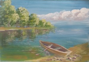 Мастер Класс. Гуашь. Как нарисовать ПЕЙЗАЖ С ЛОДОЧКОЙ