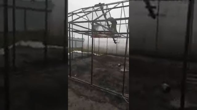 Укладываем поликарбонат. Погода не радует.