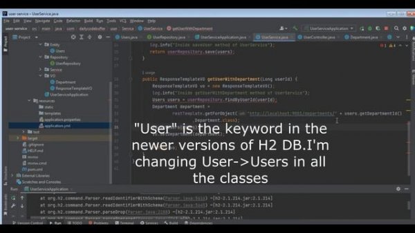 Syntax error in SQL statement "create table [*]user ; expected "identifier"; SQL statement
