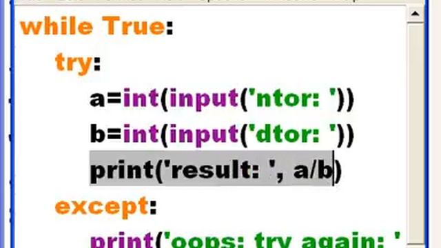 Python While Try Except error recovery смотреть онлайн