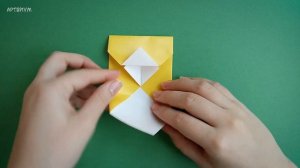 Оригами конверт с бантиком! Как сделать квадратный конверт из бумаги | Простое оригами без клея