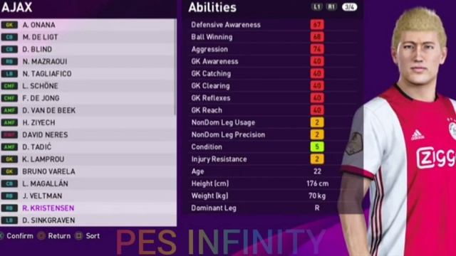 eFootball PES 2020 AJAX players ratings with full stats смотреть онлайн