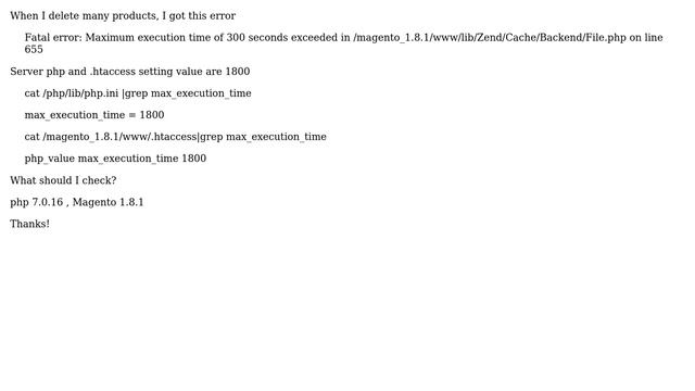 Magento: Maximum execution time of 300 seconds exceeded error смотреть онлайн