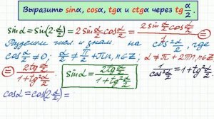Синус и косинус через тангенс половинного угла. Тригонометрия-15
