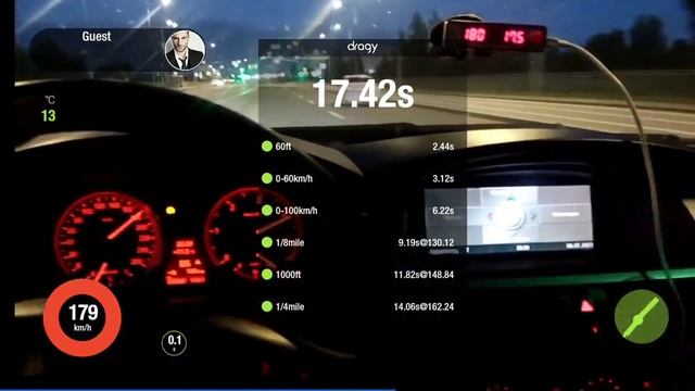 BMW E60 530d Stage 2+ 0-100, 402M, 100-200 Acceleration Dragy, Racebox