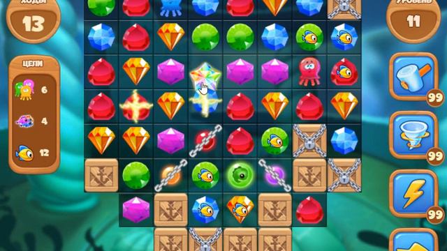 Глубины Океана 11 уровень [Сокровища Пиратов бонусный мир] - Deep Blue Sea Level 11 смотреть онлайн