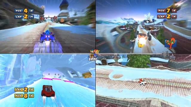 Sonic & Sega all Star Racing 3 player split screen madness смотреть онлайн