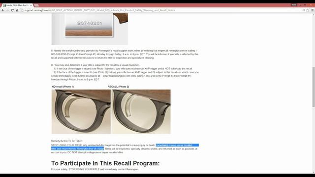 Отзыв на ремонт Ремингтона 700 и 7 с усм X-Mark Pro | Remington 700 And 7 XMP Recall