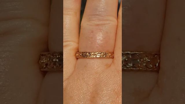 Carved Orange Blossom Milgrain Rose Gold Wedding Band смотреть онлайн