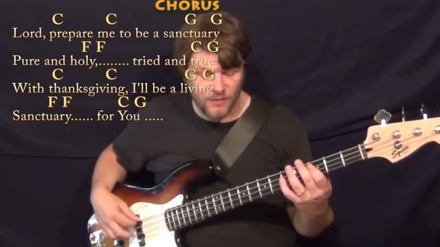 Sanctuary (Praise Song) Bass Guitar Cover Lesson in C with Chords/Lyrics смотреть онлайн