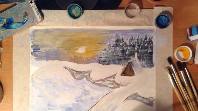 Как легко и быстро нарисовать Зимний пейзаж? смотреть онлайн