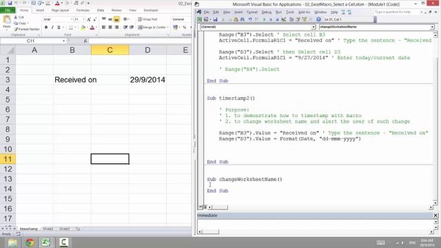 02 Excel Macro Change Worksheet Name смотреть онлайн