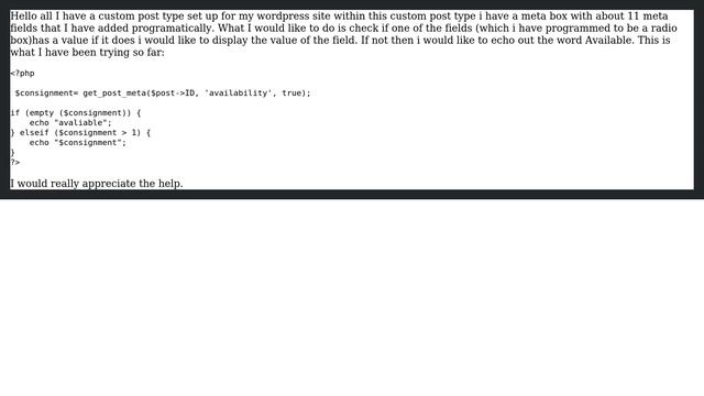 Wordpress: How to check if user meta field is empty in conditional else statement? смотреть онлайн