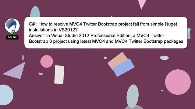 C# : How to resolve MVC4 Twitter Bootstrap project fail from simple Nuget installations in VS2012? смотреть онлайн