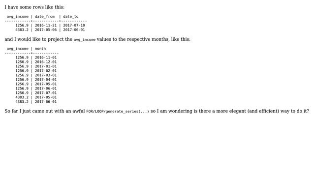 Databases: Project a time range in multiple rows with Postgres смотреть онлайн