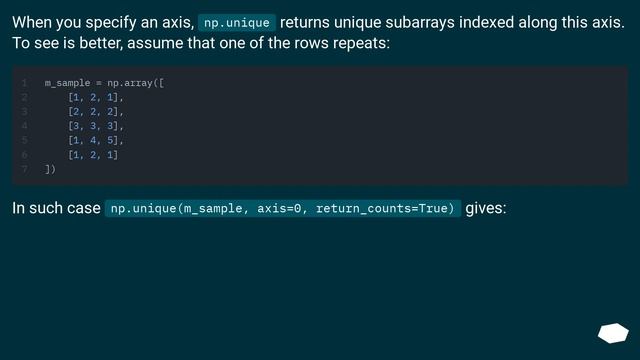 Interpretation of counts for `numpy.unique` when applied on a matrix смотреть онлайн