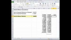 Computing Durbin-Watson Statistic in Excel