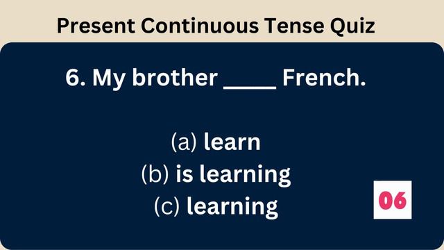 Present continuous tense - Grammar Quiz in English смотреть онлайн