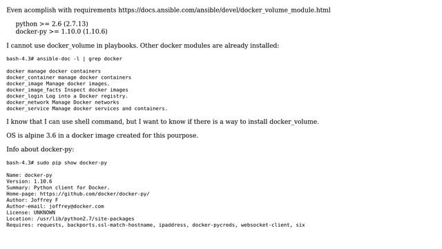 DevOps & SysAdmins: Ansible docker_volume module is not present смотреть онлайн