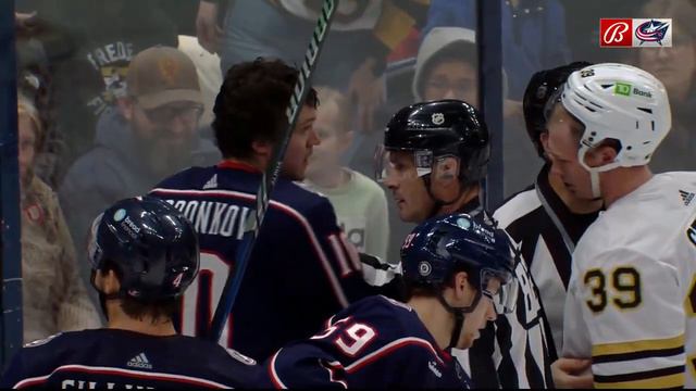 Dmitri Voronkov gets a penalty for dangerous play against Charlie McAvoy 27 nov 2023