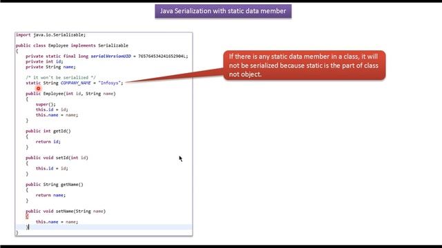 Java Serialization with static data member | Java IO | Java Tutorial смотреть онлайн