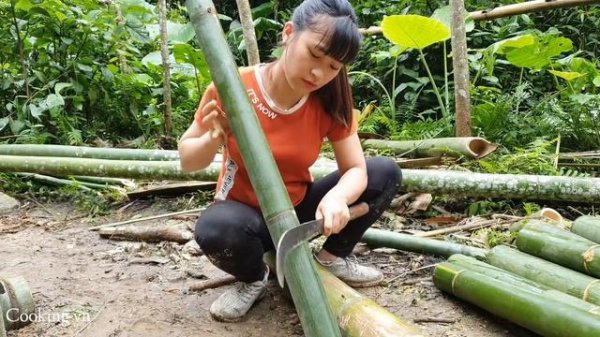 Lý Thị Ca: HOW TO BUILD OUTDOOR BATHROOM BAMBOO HOUSE 2021 - Ep.59