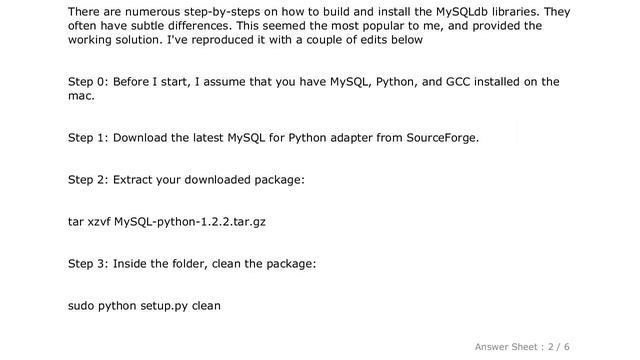PYTHON : How to install MySQLdb (Python data access library to MySQL) on Mac OS X? смотреть онлайн