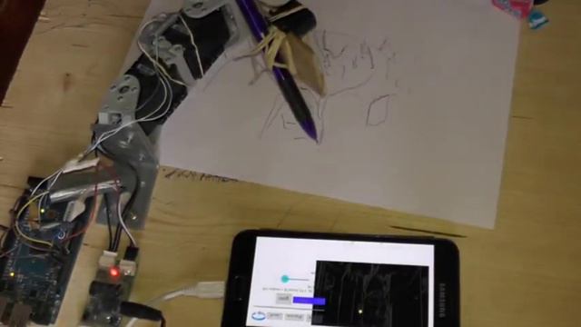 drawing arm robot portrait with android and arduino opencv dynamixel AX12 смотреть онлайн