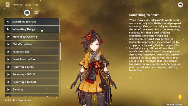 CHIORI PROFILE VOICE LINES [ENGLISH] | GENSHIN IMPACT смотреть онлайн