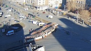 Победы - Кирова. Челябинск. Трамвай слетел с рельс (снова).