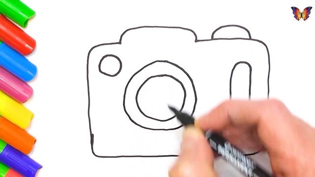How to draw and color a toy camera for kids смотреть онлайн