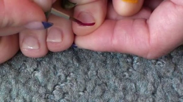 Varicolored french. Pedicure. Цветной френч на ногах.