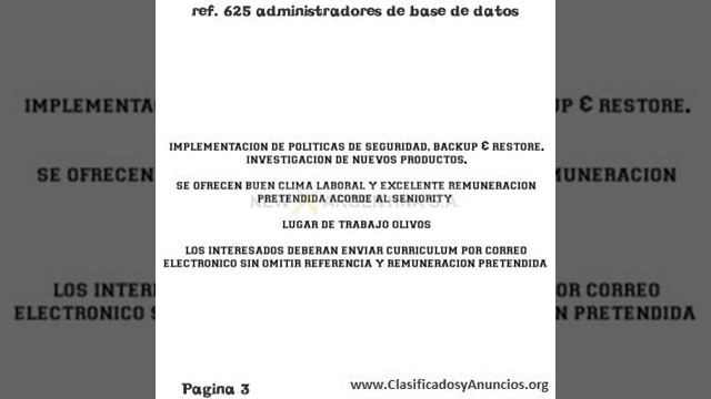 ref. 625 administradores de base de datos Fecha: 26 de julio de 2011 смотреть онлайн