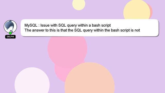 MySQL : Issue with SQL query within a bash script смотреть онлайн